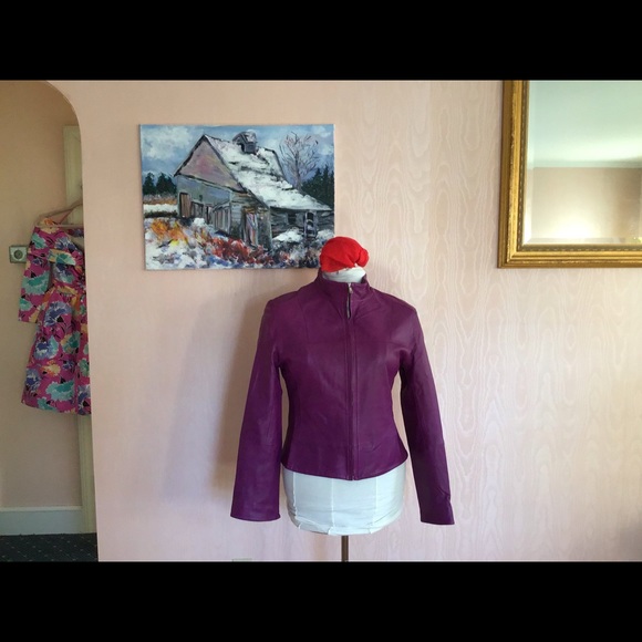 Butter Soft Fuschia Andrew Marc Moto Jacket 1990s - Picture 3 of 7